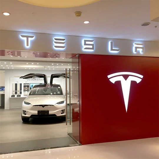 tesla car sign